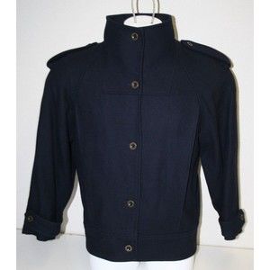 Vintage J. Gallery Women's High End Navy Blue Pea Coat Jacket Size 5/6 RARE